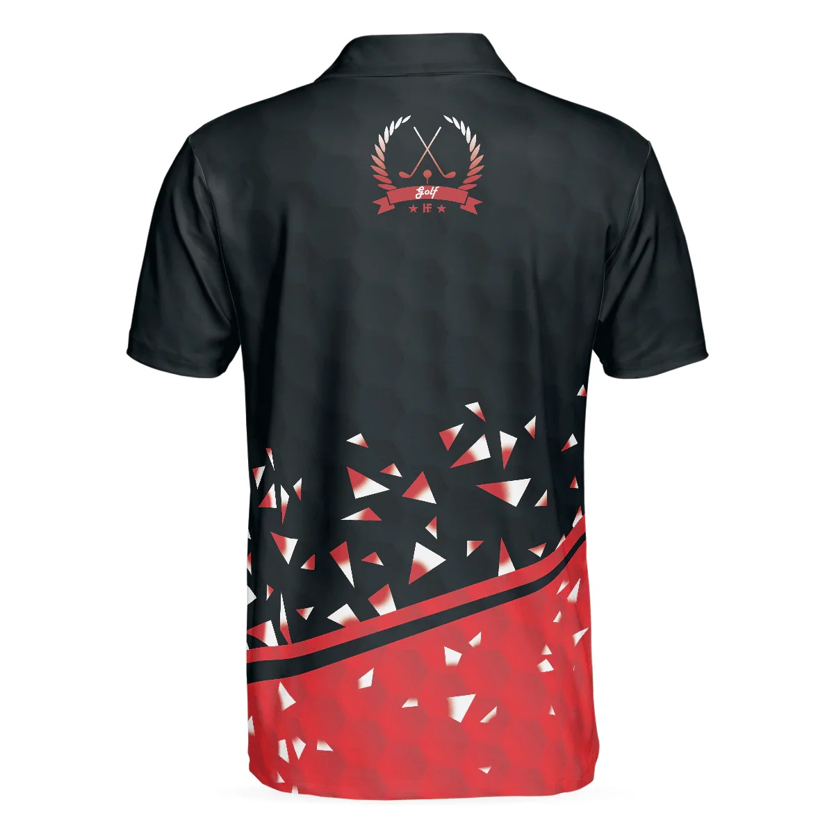 Sporty Golf Breaker Red And Black Golf Polo Shirt, Red And White Triangle Pattern Shirt Design, Best Golf Gift Idea - Image 2