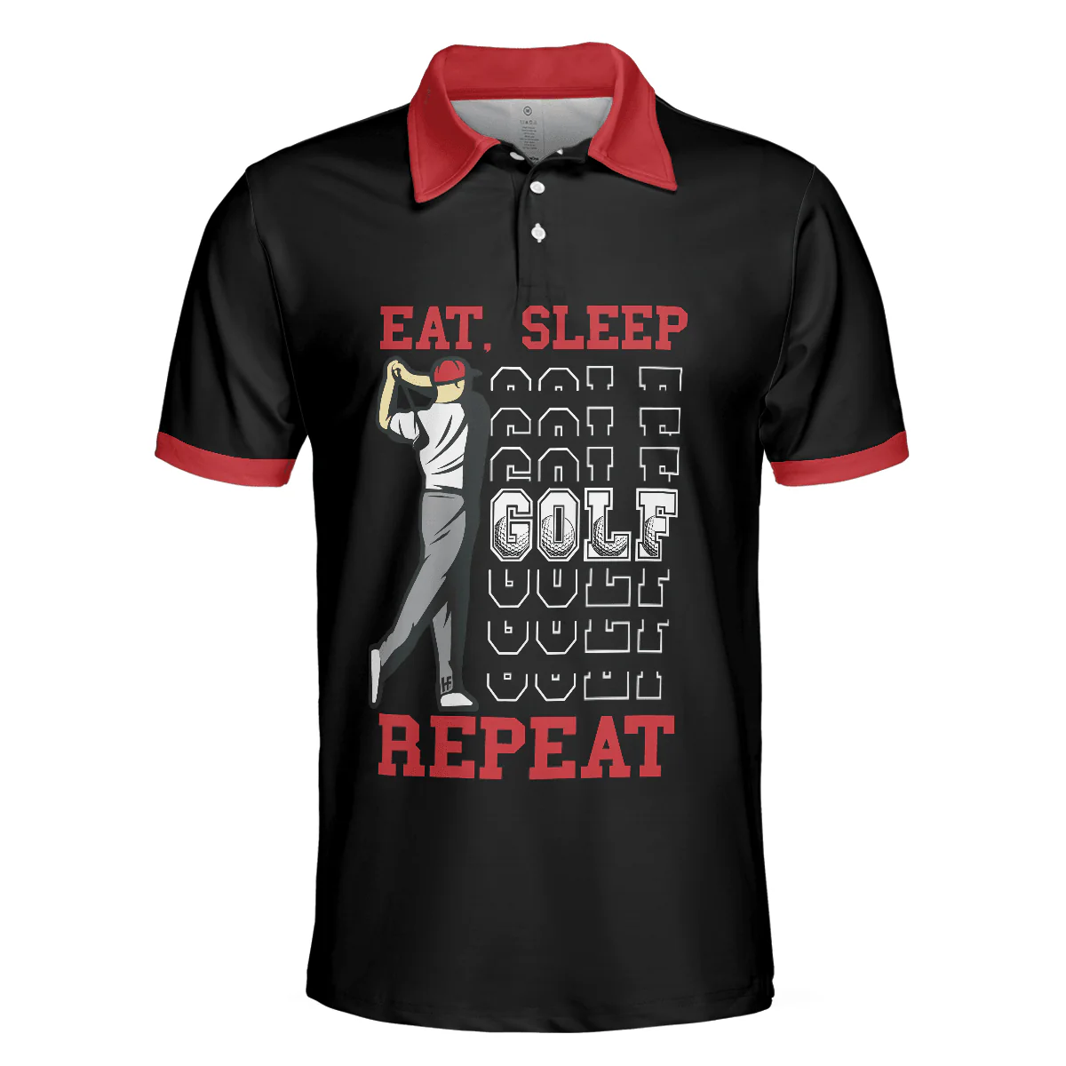 Sporty Golfing Men Polo Shirt, Eat Sleep Golf Repeat Short Sleeve Polo Shirt, Best Golf Shirt For Men, Gift For Golfers - Image 3