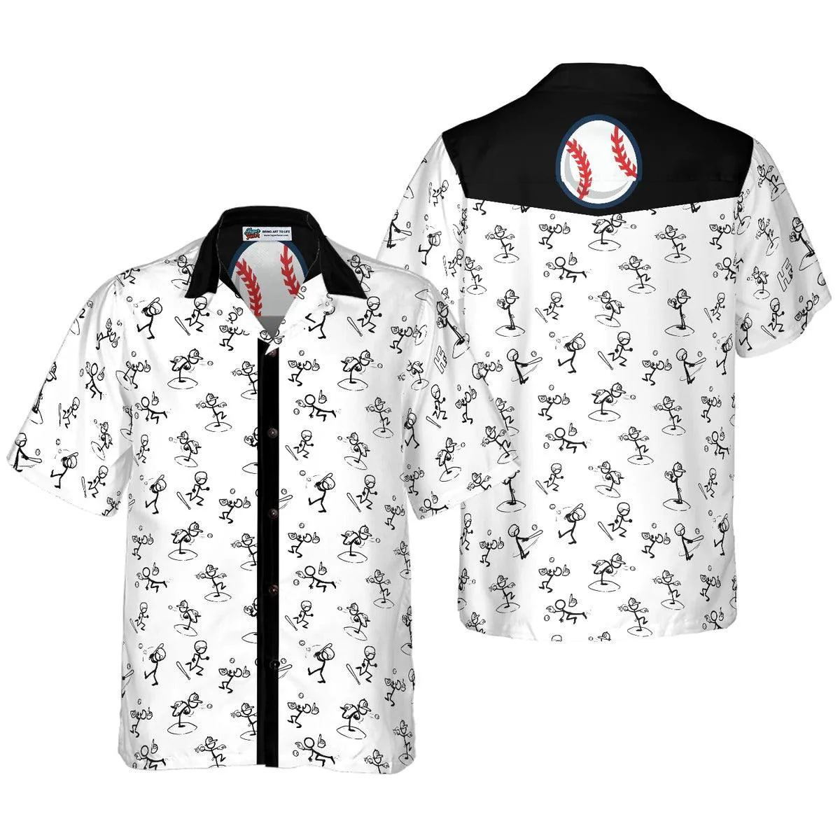 Stickfigures Playing Baseball Aloha Hawaiian Shirt, Baseball Hawaiian Shirt For Summer - Perfect Gift For Men, Women, Baseball Lover, Friend, Family