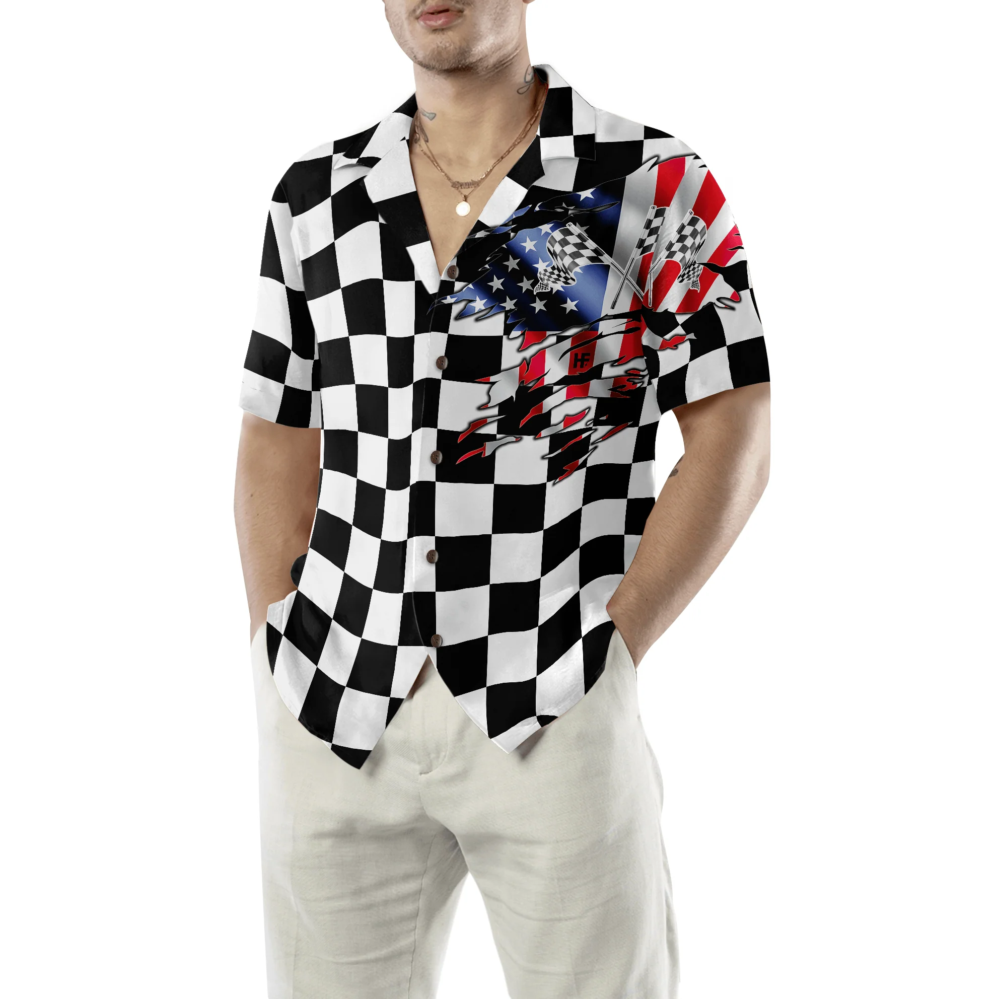 Summer Nights & Race Track Lights Hawaiian Shirt, Racing Flag Colorful Summer Aloha Shirt For Men Women, Perfect Gift For Friend, Racing Lovers - Image 5
