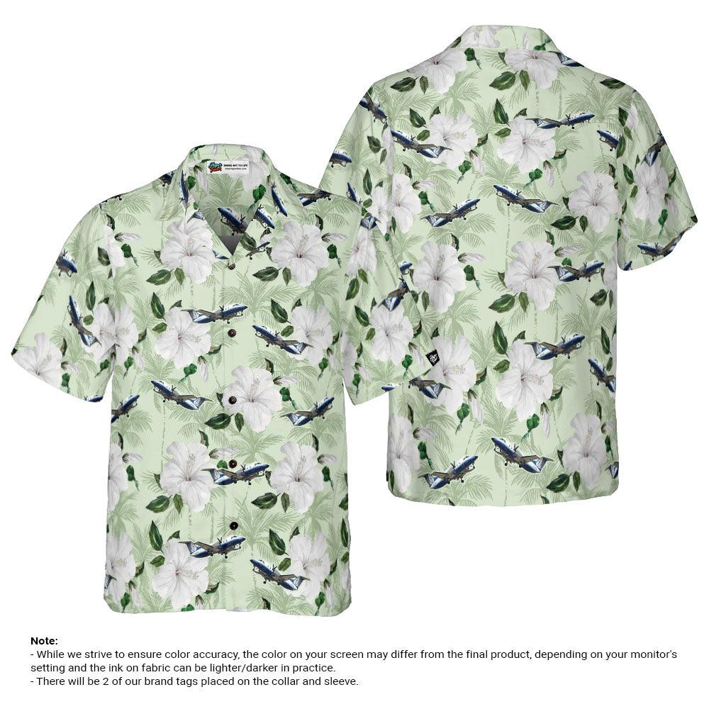 Sydney Housman Aloha Hawaiian Shirt For Summer, Airplane Hibiscus Pattern Hawaiian Shirt For Men Women, Gift For Friend, Family, Team