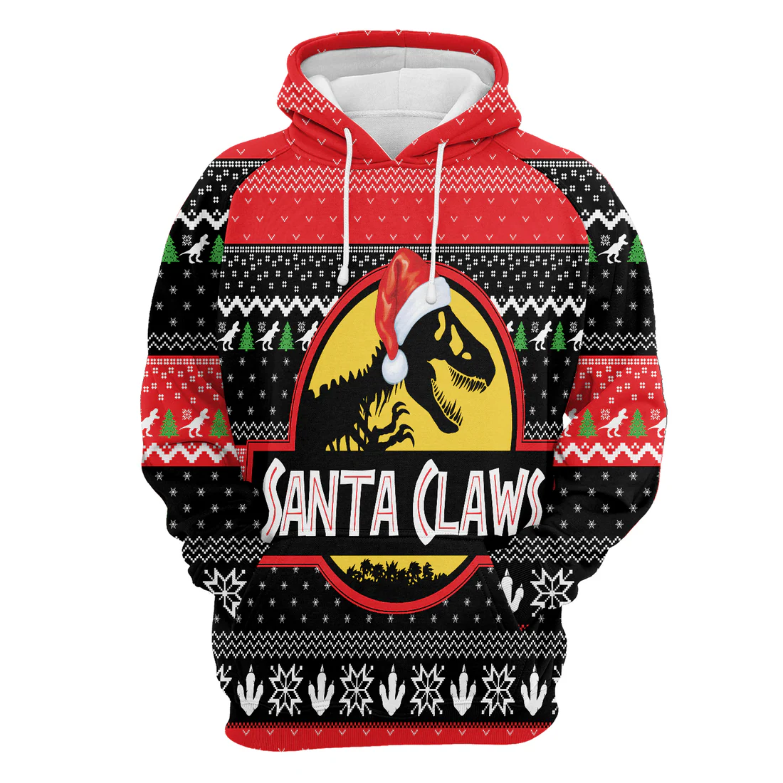 T-Rex Premium Christmas Hoodie, T-Rex Santa Claws Christmas Unisex Hoodie For Men & Women - Perfect Gift For Christmas, T-Rex Lover,Friends, Family - Image 4