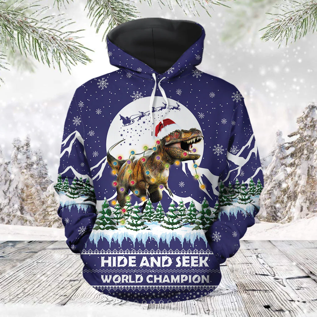 T-rex Pullover Premium Hoodie Hide And Seek, Perfect Outfit For Men And Women On Christmas New Year Autumn Winter - Image 3