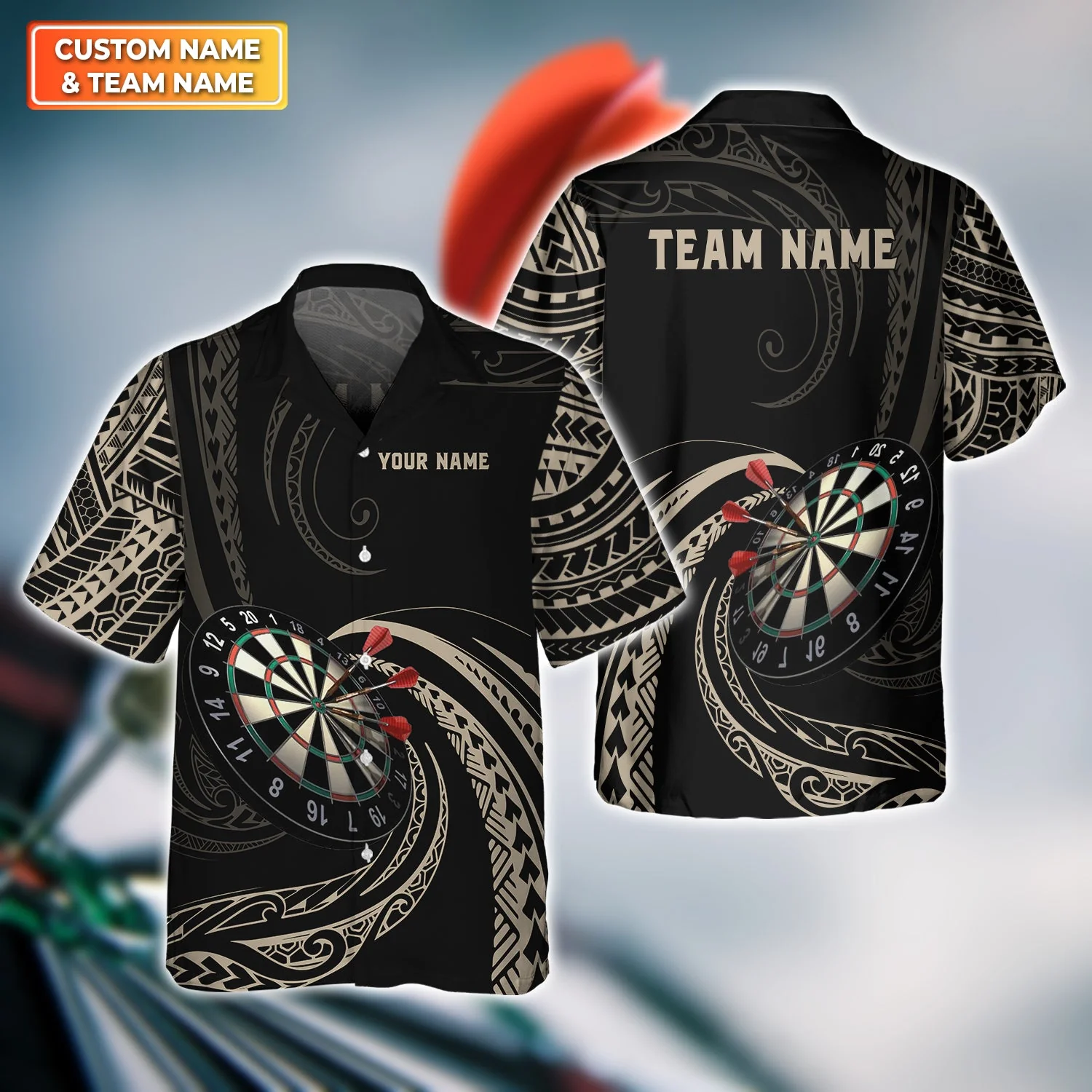Tattoo Maori Tribal And Darts Personalized Hawaiian Shirt, Perfect Jerseys For Darts Players Team - Image 2