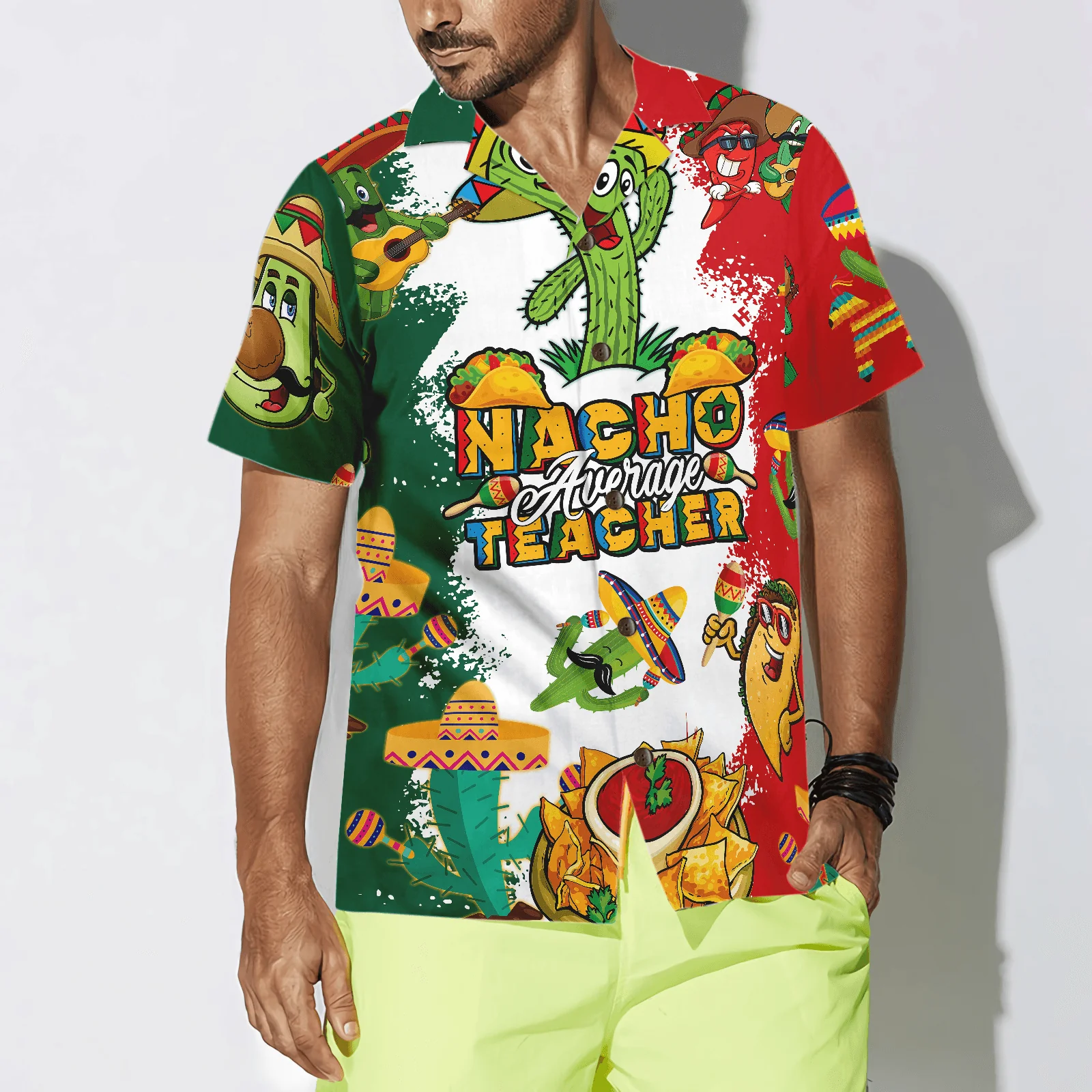 Teacher Hawaiian Shirt, Nacho Average Teacher Aloha Shirt For Men And Women - Perfect Gift For Teacher, Husband, Boyfriend, Friend, Family - Image 4
