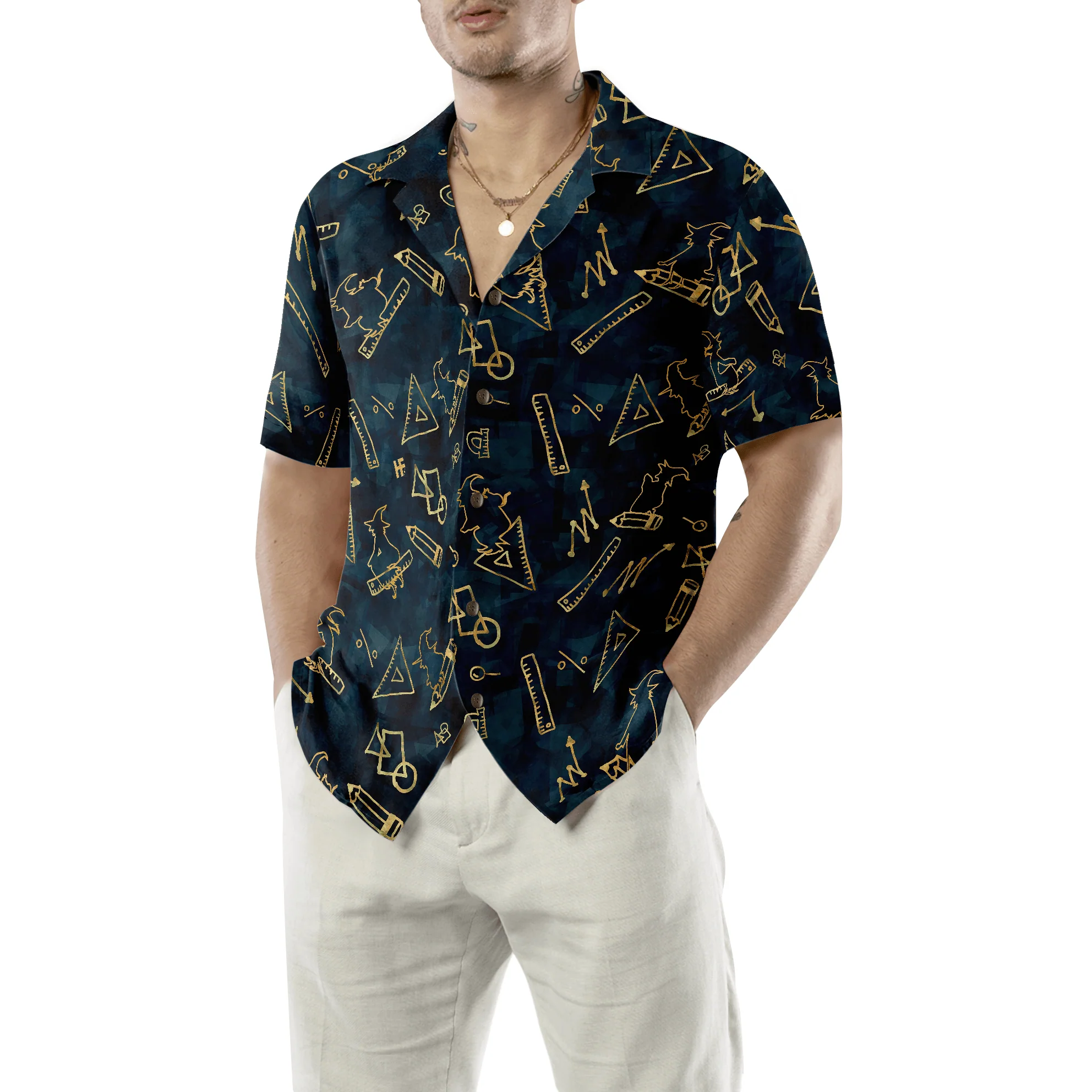 Teacher Hawaiian Shirt, Witch Math Halloween Teacher Aloha Shirt For Men - Perfect Gift For Teacher, Husband, Boyfriend, Friend, Family - Image 5