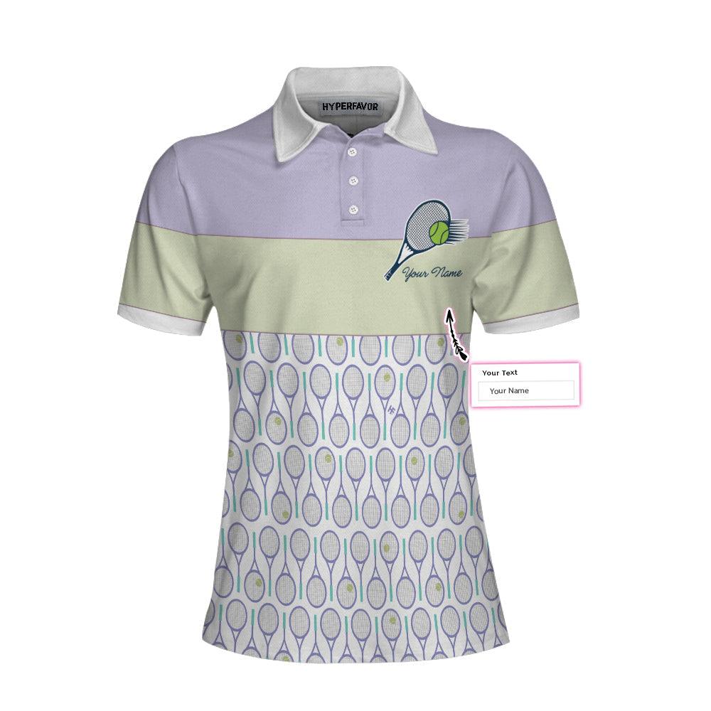Tennis Custom Name Women Polo Shirt, Tennis In Purple Pattern Personalized Women Polo Shirts, Best Gift For Ladies, Tennis Lovers, Female Players