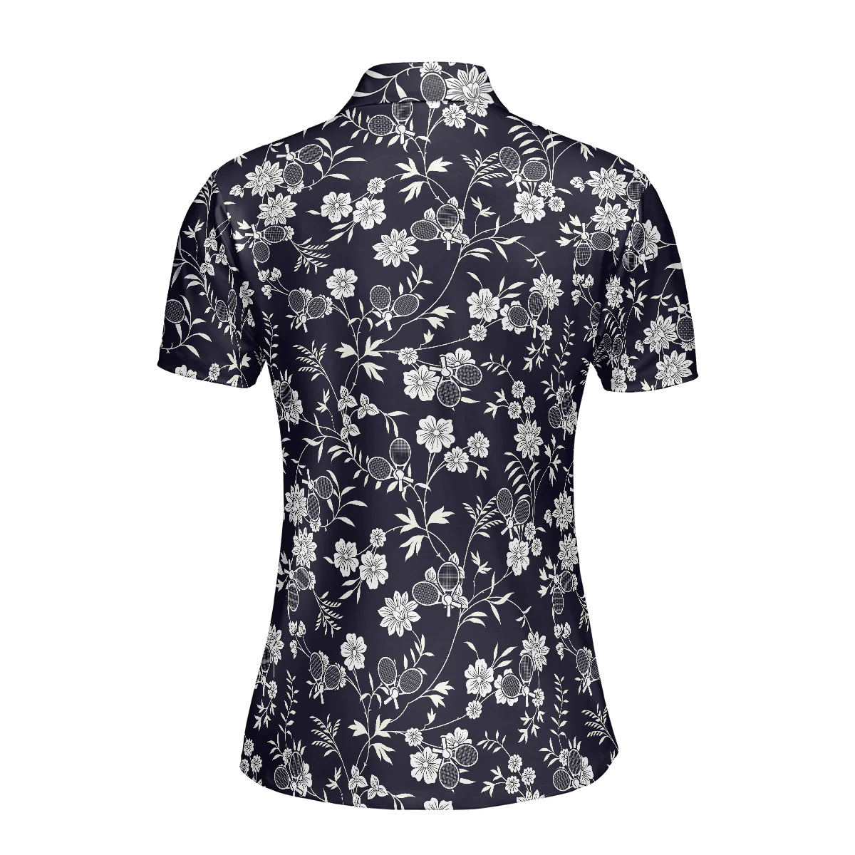 Tennis Women Polo Shirt, Floral Elegant Tennis Rackets Women Polo Shirts, Best Gift For Tennis Lovers, Ladies, Tennis Players - Image 3