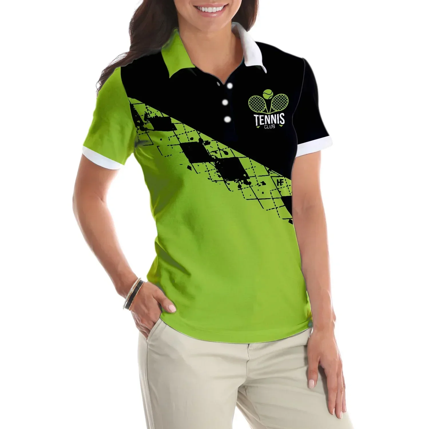 Tennis Women Polo Shirt, I Play Like A Girl Try To Keep Up, Black And Green Tennis Women Polo Shirts, Gift For Tennis Players, Ladies - Image 5