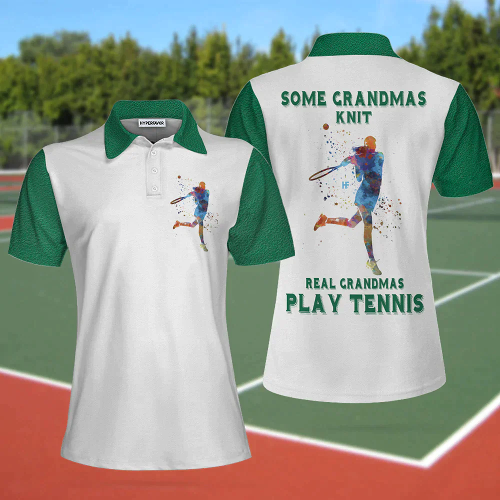Tennis Women Polo Shirt, Real Grandmas Play Tennis, Cool Tennis Style Women Polo Shirts - Best Gift For Ladies, Female, Girls, Tennis Lovers