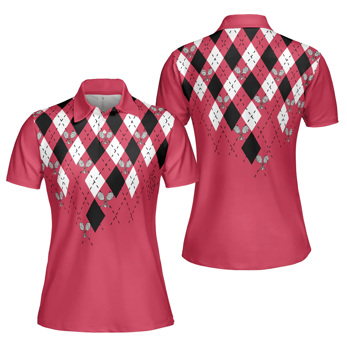 Tennis Women Polo Shirt, Tennis Shirt With Argyle Pattern Women Polo Shirt - Perfect Gift For Women, Ladies, Tennis Lovers - Image 2