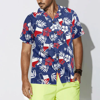 Texas Flag Tropical Seamless Pattern USA Hawaiian Shirt, Colorful Summer Aloha Shirts For Men Women, Perfect Gift For Husband, Wife, Boyfriend, Friend - Image 2