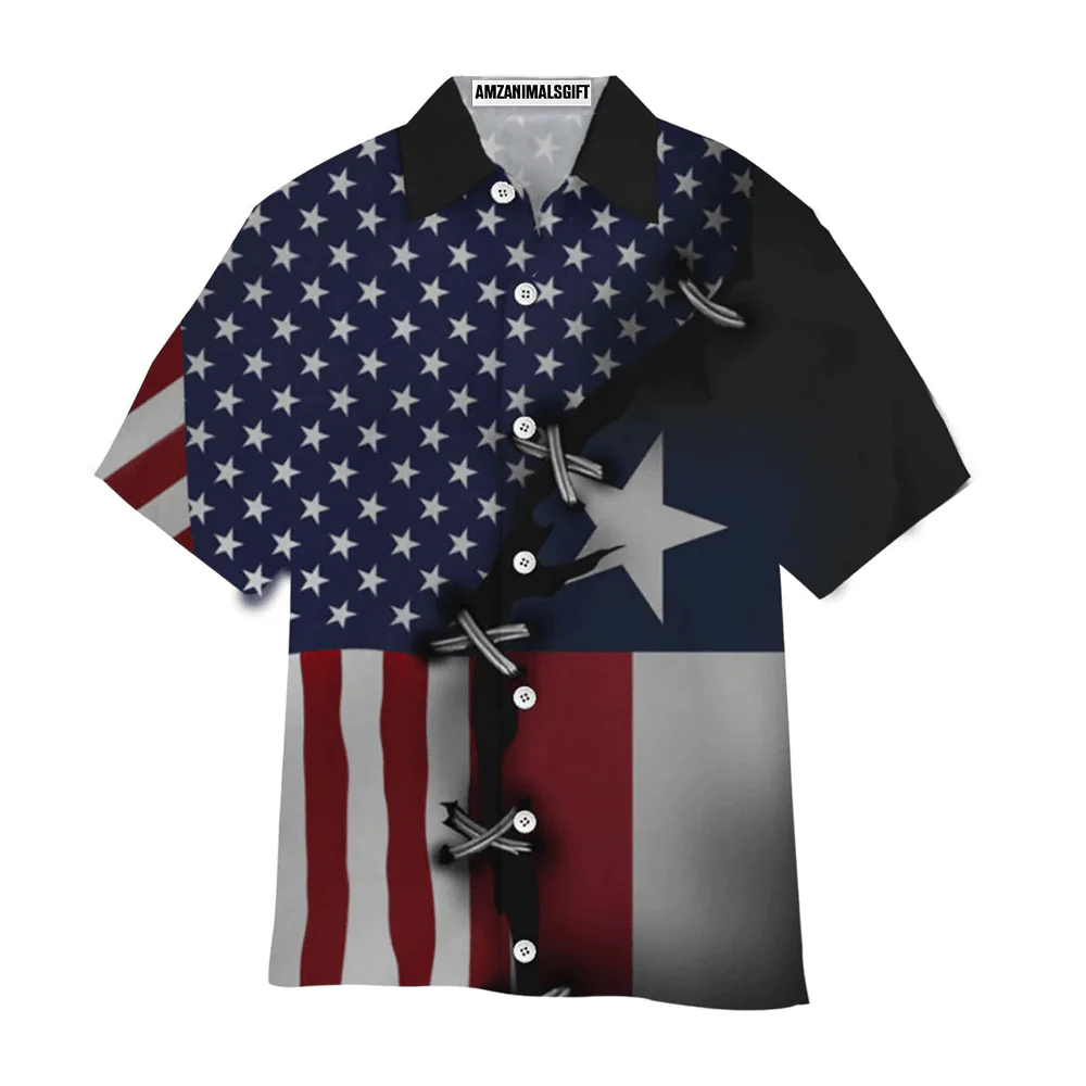 Texas Flag With American Flag Aloha Hawaiian Shirts For Men Women, 4th July Gift For Summer, Friend, Family, Texas Proud, Patriot, Independence Day