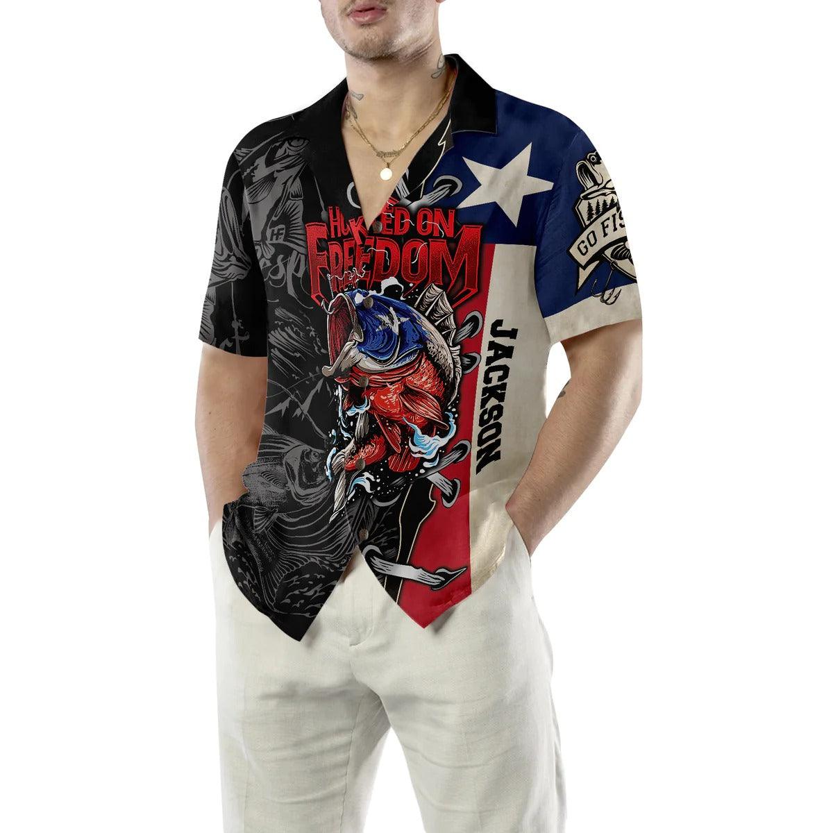 Texas Hooked On Freedom Fishing Custom Hawaiian Shirt, Texas Custom Hawaiian Shirt, Summer Aloha Shirt- Perfect Gift For Men, Women, Friend, Family - Image 5
