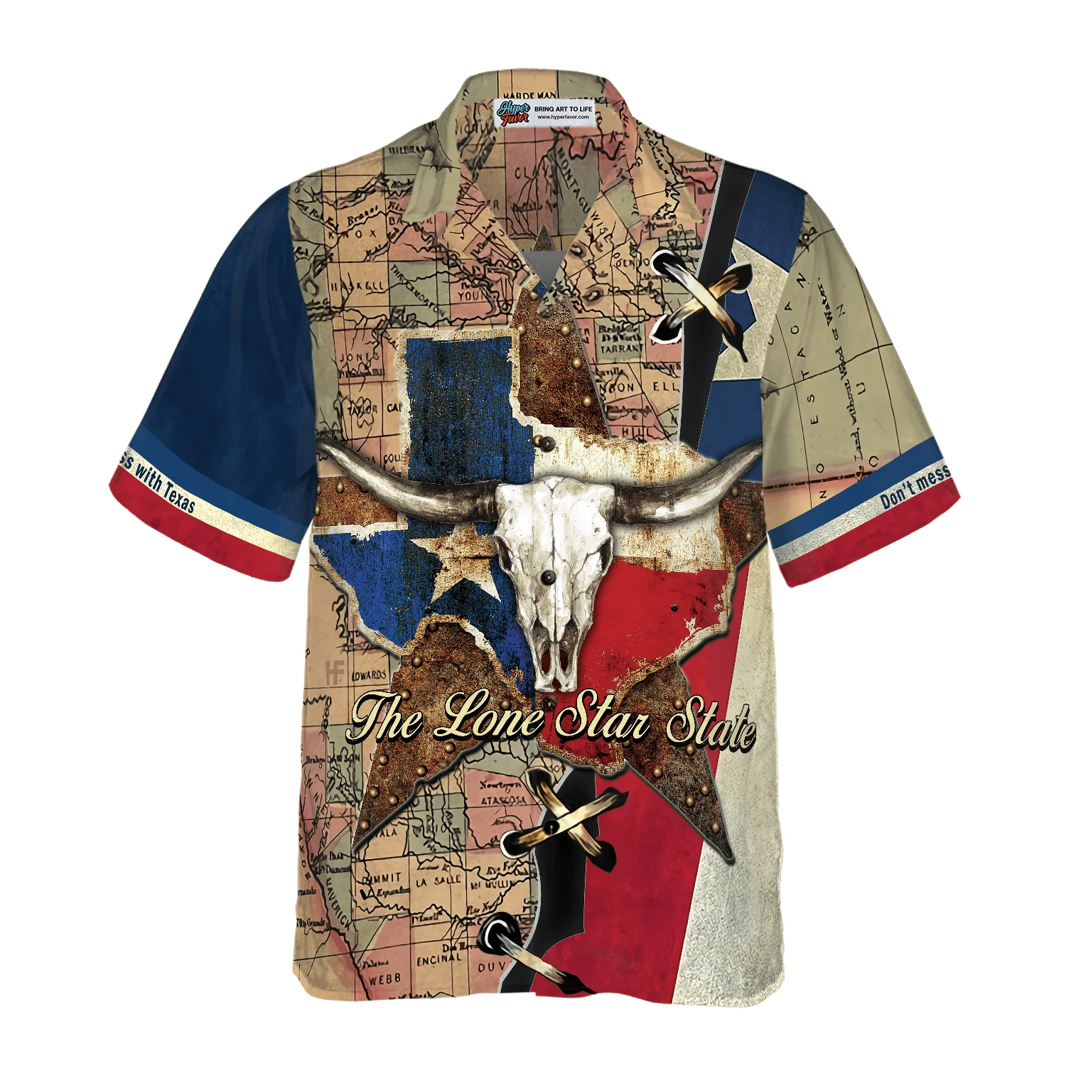 Texas Longhorns Hawaiian Shirt, The Lone Star State Map Pattern Aloha Hawaiian Shirt, Don't Mess With Texas Aloha Shirt Perfect Gift For Men Women - Image 4