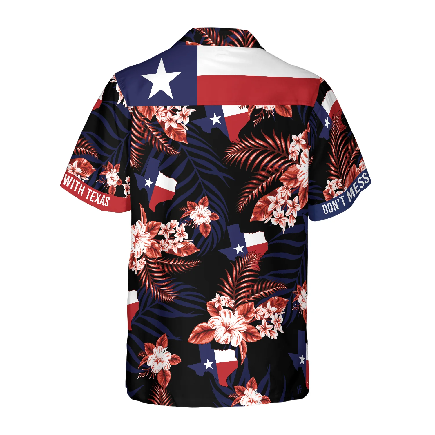 Texas State Flag Hawaiian Shirt, Texas State Flag Tropical Black Version Hawaiian Shirt, Bluebonnet Don't Mess with Texas Aloha Shirt - Gift For Men Women - Image 3