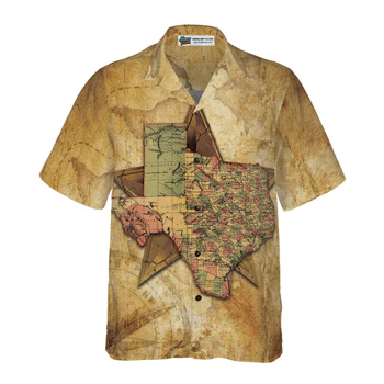 Texas State Map And Compass Pattern Hawaiian Shirt, Insignia State Of Texas, Colorful Summer Personalized Aloha Shirt For Men Women - Image 3