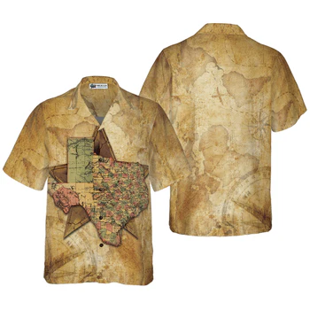 Texas State Map And Compass Pattern Hawaiian Shirt, Insignia State Of Texas, Colorful Summer Personalized Aloha Shirt For Men Women - Image 5