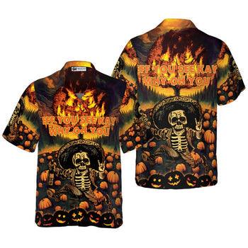 The Burning Pumpkin Sky & Skeleton Halloween Hawaiian Shirt, Halloween Shirt For Men And Women - Perfect Gift For Lover, Friend, Family - Image 5