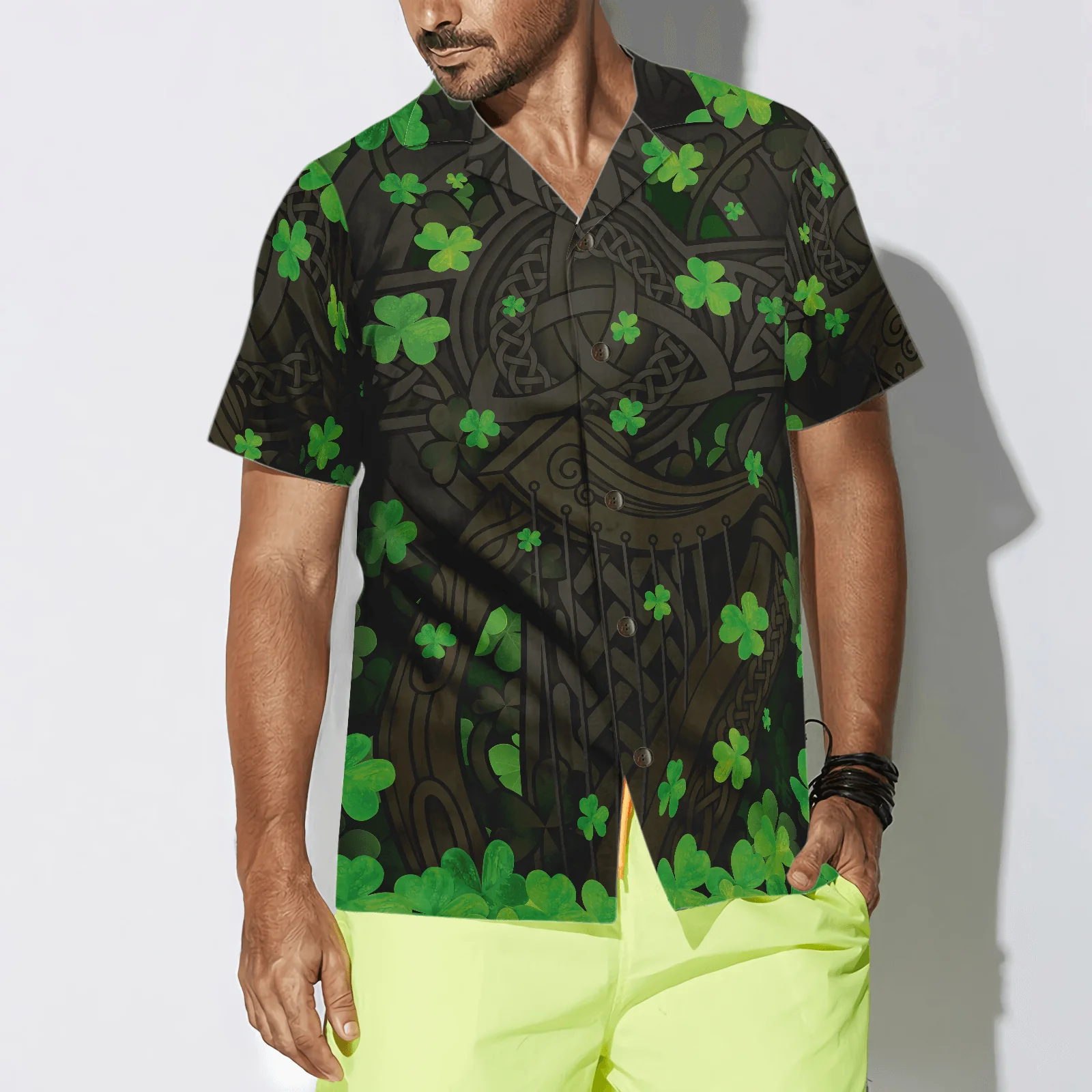 The Celtic Cross Harp Irish Proud Hawaiian Shirt, Colorful Summer Aloha Shirts For Men Women, Gift For Husband, Wife, Boyfriend, Girlfriend - Image 5