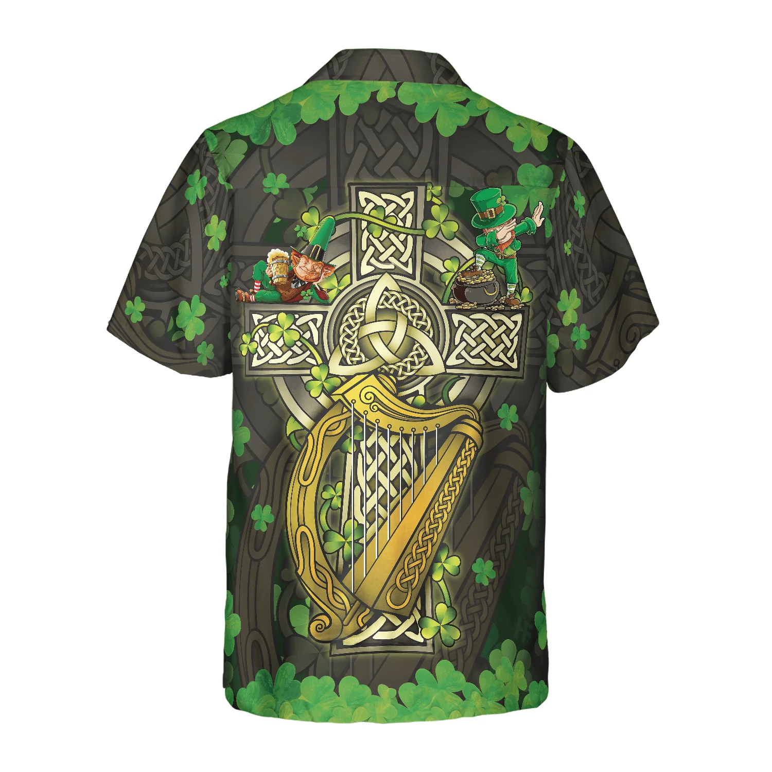 The Celtic Cross Hawaiian Shirt, The Celtic Cross Harp Leprechaun Irish Proud Hawaiian Shirt For Men Women, Gift For Husband, Wife - Image 3