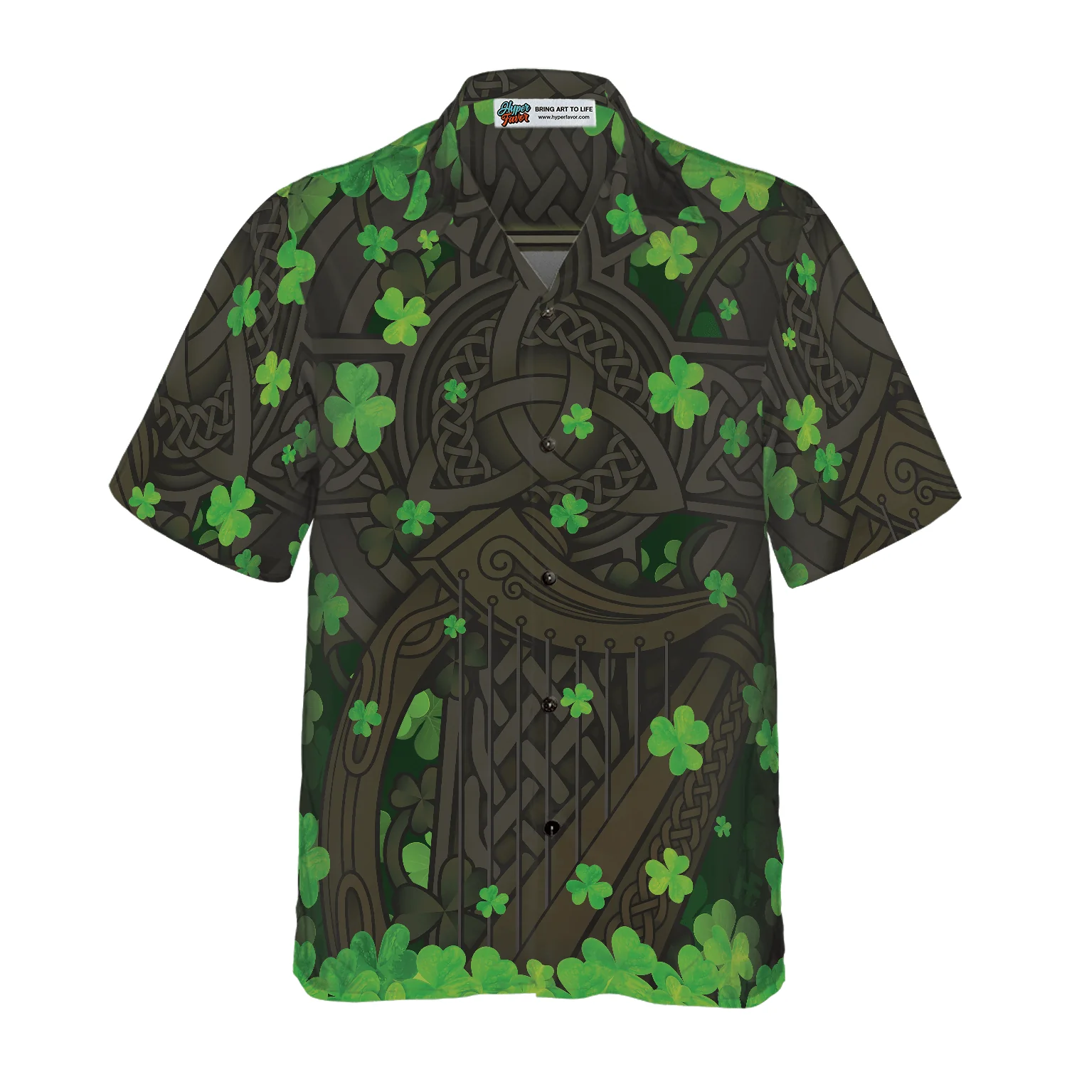 The Celtic Cross Hawaiian Shirt, The Celtic Cross Harp Leprechaun Irish Proud Hawaiian Shirt For Men Women, Gift For Husband, Wife - Image 4