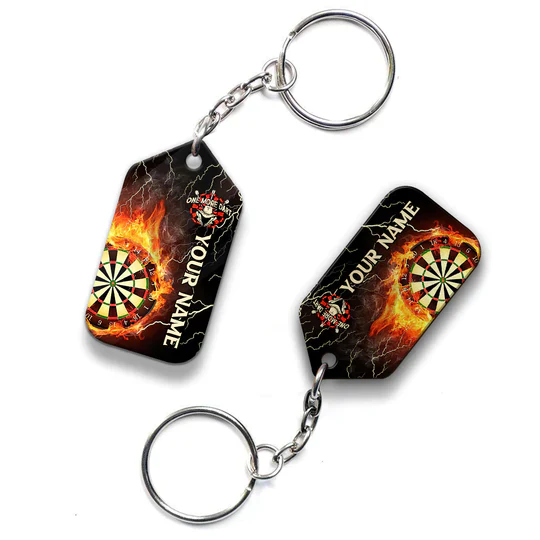 Thunder Flame Bullseye Dartboard Personalized Name Dragon And Darts Acrylic Keychain - Christmas Gift For Darts Lovers, Darts Team Players - Image 7