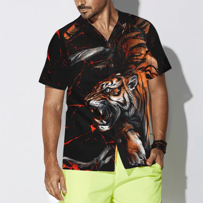 Tiger In The Dark Hawaiian Shirt, Tiger Aloha Shirt For Men - Perfect Gift For Tiger Lovers, Husband, Boyfriend, Friend, Family - Image 5