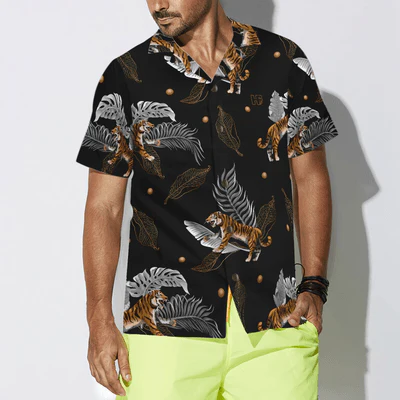 Tiger With Palm Leaves Hawaiian Shirt, Tropical Summer Tiger Aloha Shirt For Men - Perfect Gift For Tiger Lovers, Husband, Boyfriend, Friend, Family - Image 6