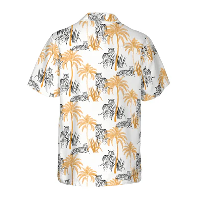 Tigers Hawaiian Shirt, Tropical Palm Tree Aloha Shirt For Men - Perfect Gift For Tiger Lovers, Husband, Boyfriend, Friend, Family - Image 4