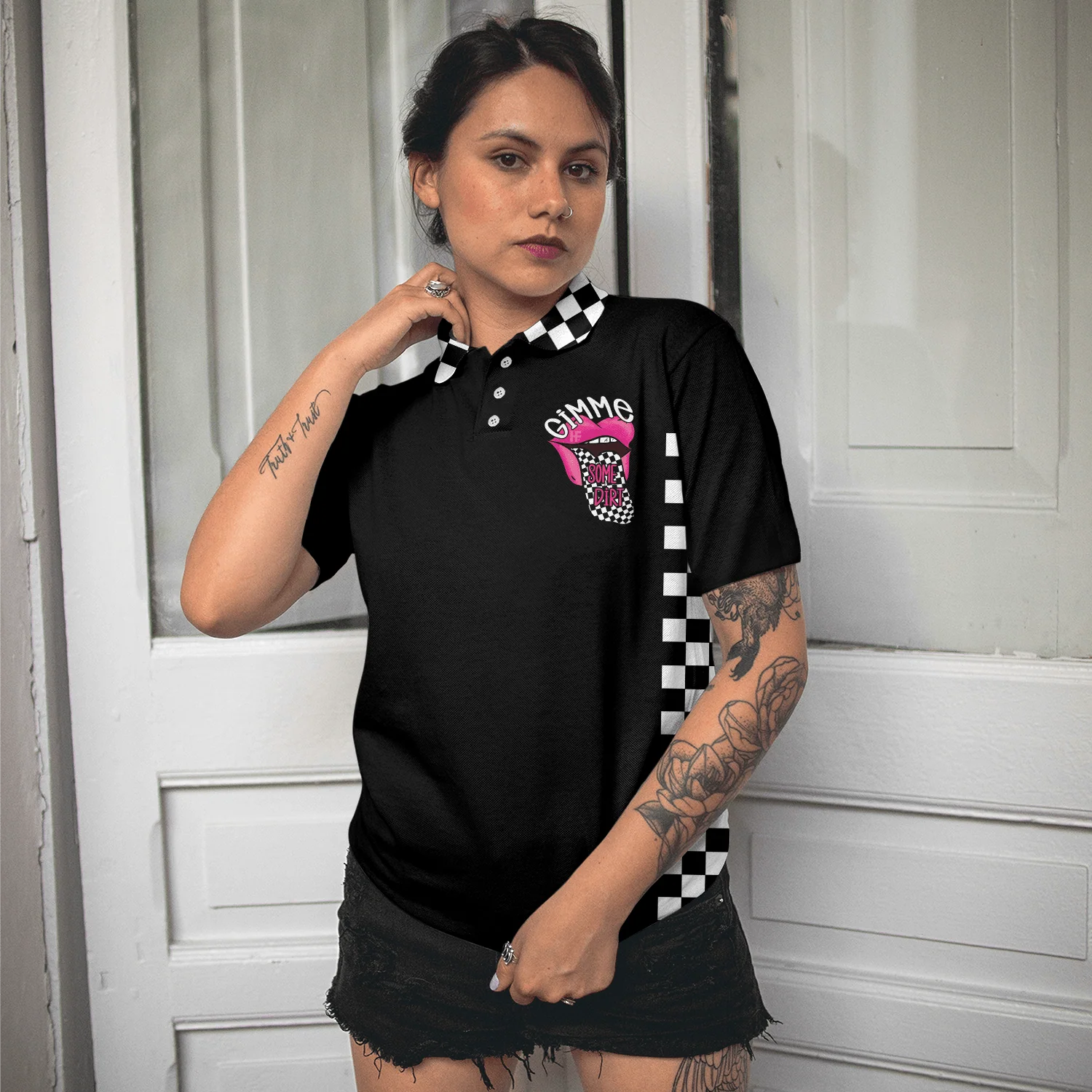 Track Racing Women Polo Shirt, She Wants The D Dirt Track Racing, Adult Humor Women Polo Shirts - Best Gift For Ladies, Female, Track Racing Lovers - Image 6