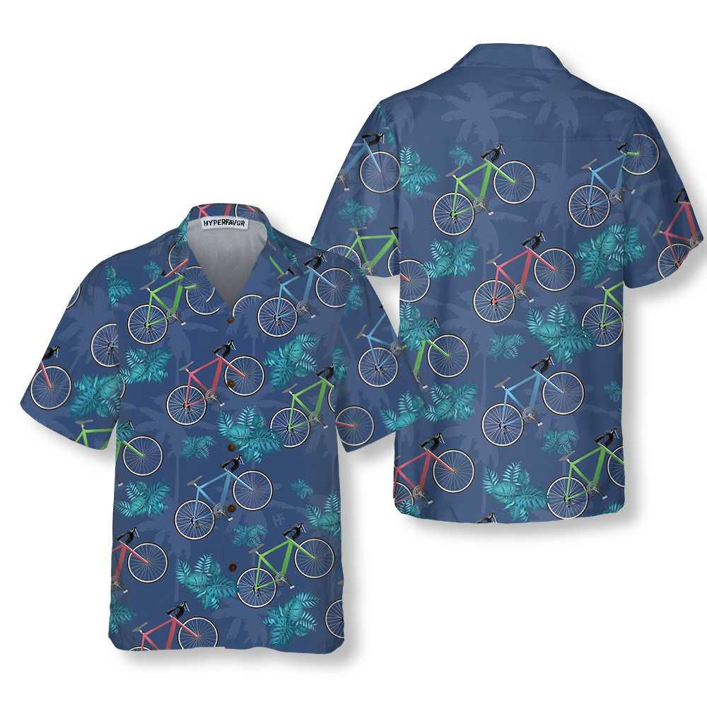 Tropical Cycling Aloha Hawaiian Shirt For Summer, Unique Cycling Drawing Hawaiian Shirt For Men Women, Cycling Gift For Friend, Family, Team - Image 2