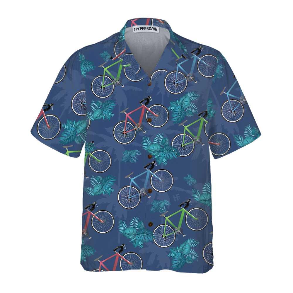 Tropical Cycling Aloha Hawaiian Shirt For Summer, Unique Cycling Drawing Hawaiian Shirt For Men Women, Cycling Gift For Friend, Family, Team - Image 4