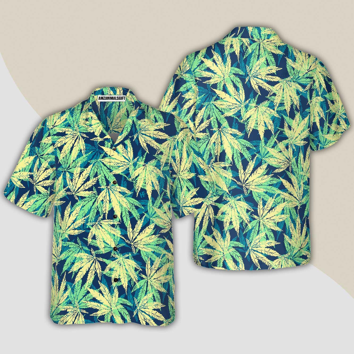 Tropical Marijuana Leaves Hawaiian Shirt, Colorful Summer Aloha Shirt For Men Women, Perfect Gift For Friend, Family, Husband, Wife