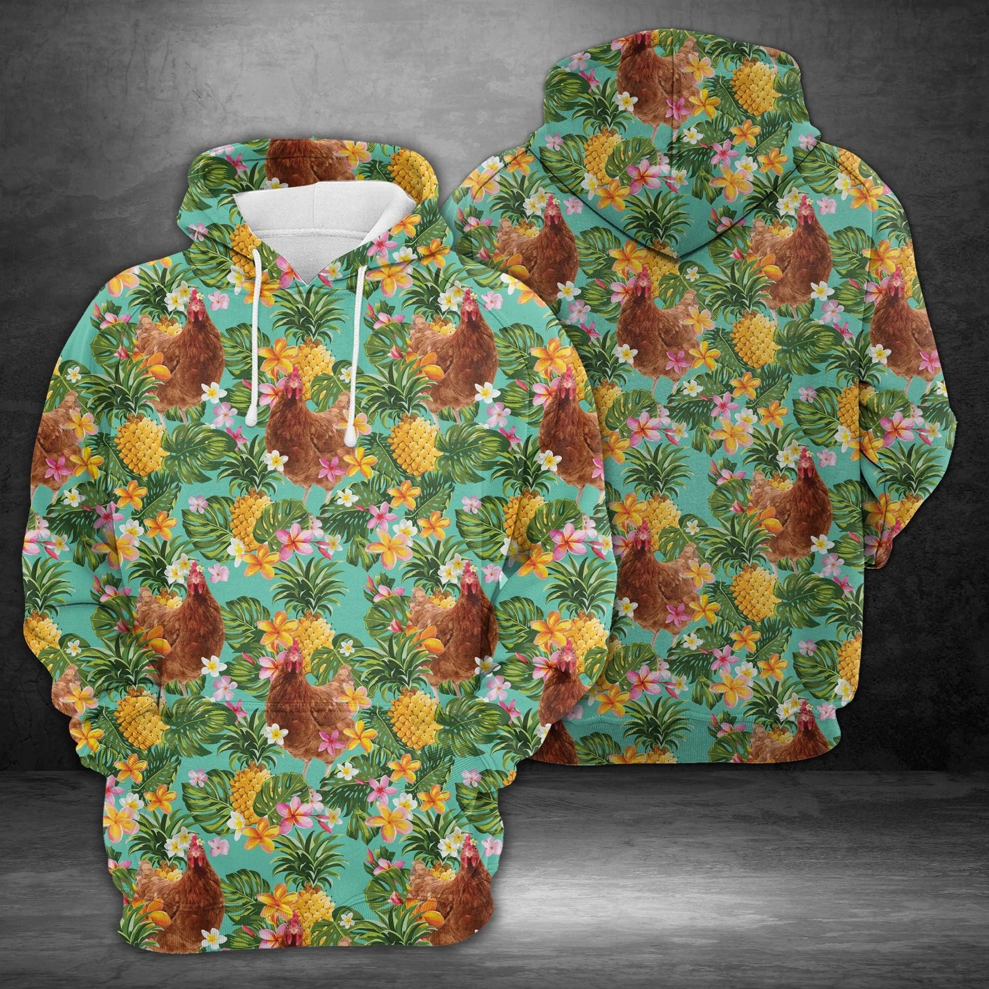 Tropical Pineapple Chicken Pullover Premium Hoodie, Perfect Outfit For Men And Women On Christmas New Year Autumn Winter