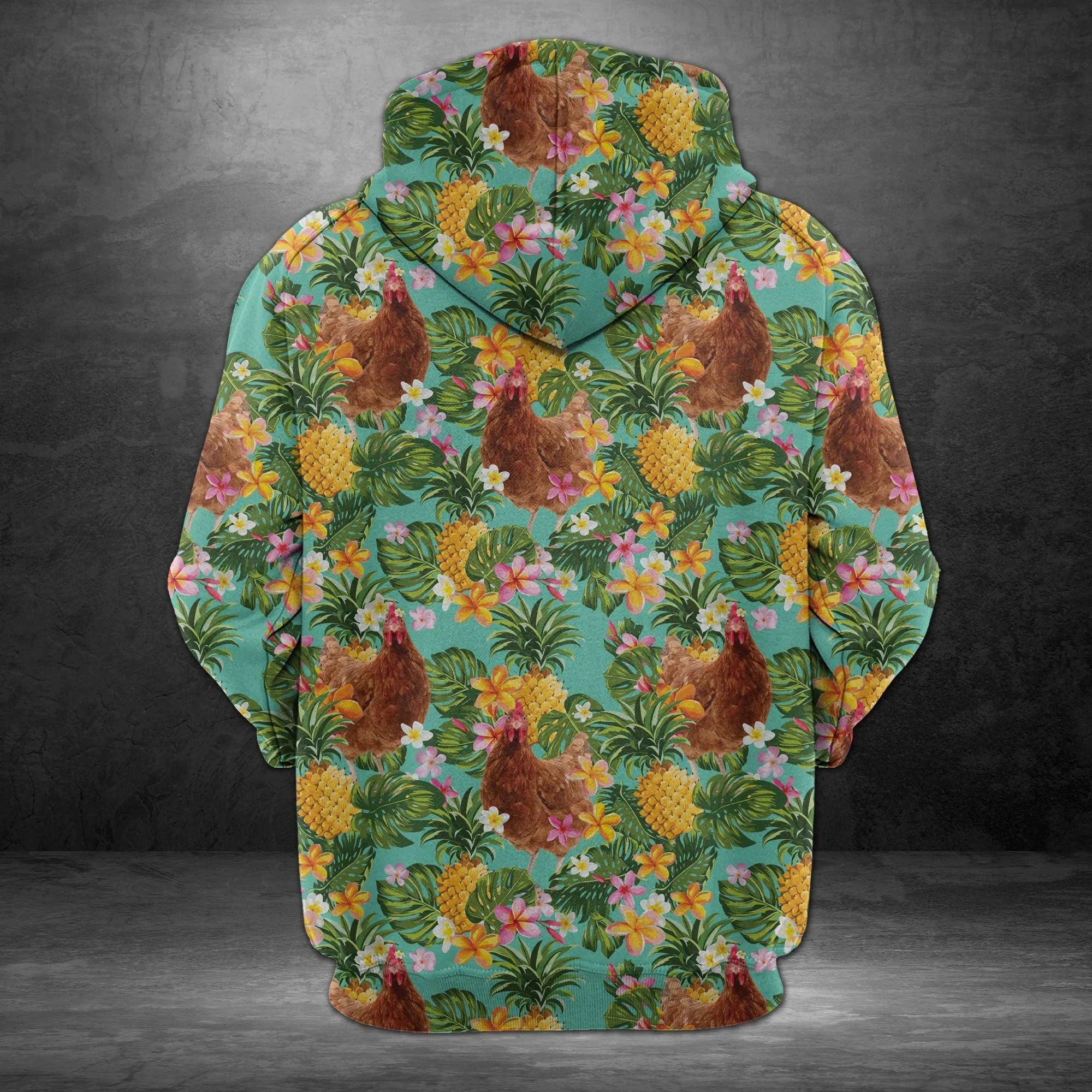 Tropical Pineapple Chicken Pullover Premium Hoodie, Perfect Outfit For Men And Women On Christmas New Year Autumn Winter - Image 3
