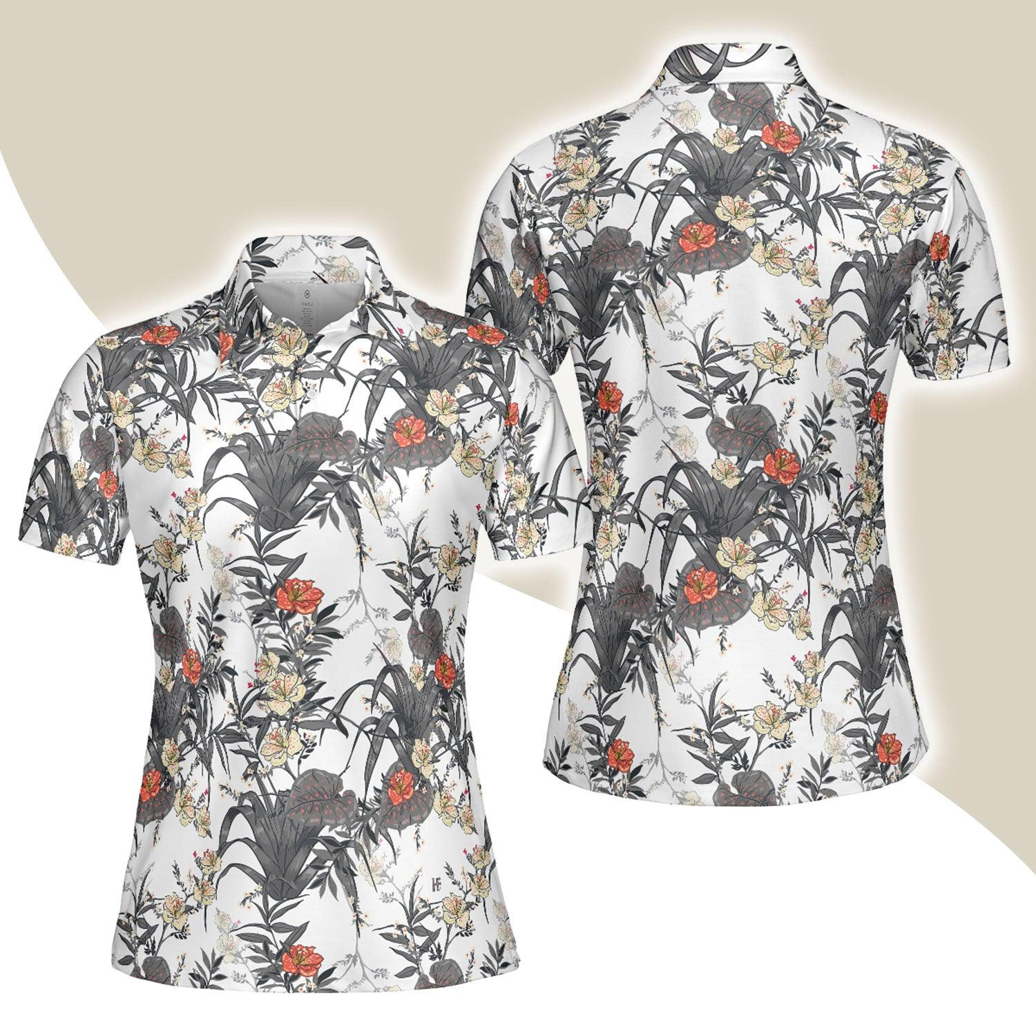 Tropical Women Polo Shirts - Tropical Flowers And Tropical Plants Shirt Women Polo Shirt - Perfect Gift For Women, Summer Lovers