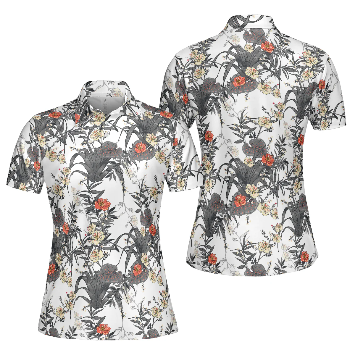 Tropical Women Polo Shirts - Tropical Flowers And Tropical Plants Shirt Women Polo Shirt - Perfect Gift For Women, Summer Lovers - Image 2
