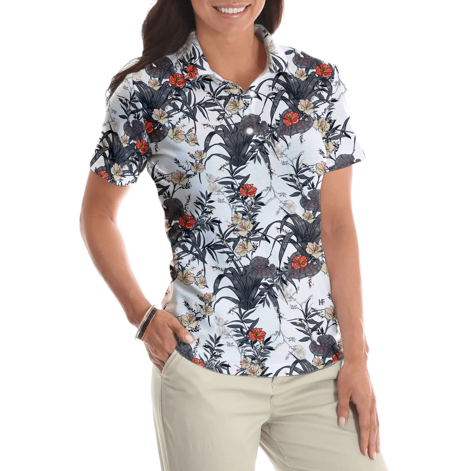 Tropical Women Polo Shirts - Tropical Flowers And Tropical Plants Shirt Women Polo Shirt - Perfect Gift For Women, Summer Lovers - Image 5
