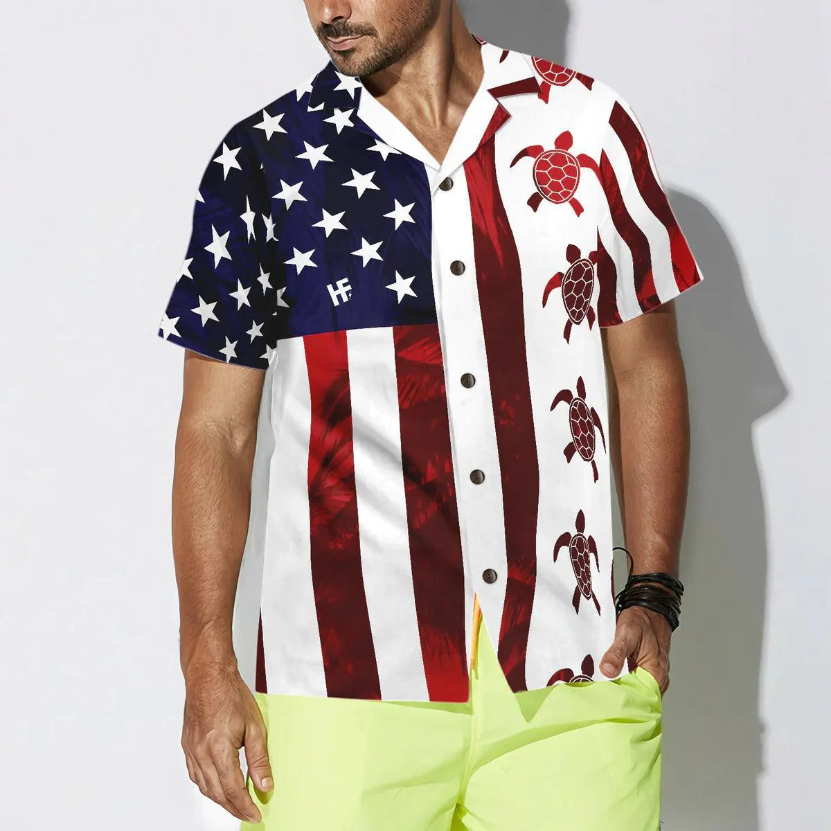 Turtle Flag American Hawaiian Shirt, Turtle Shirt For Men & Women - Perfect Gift For Turtle Lover, Friend, Family - Image 7