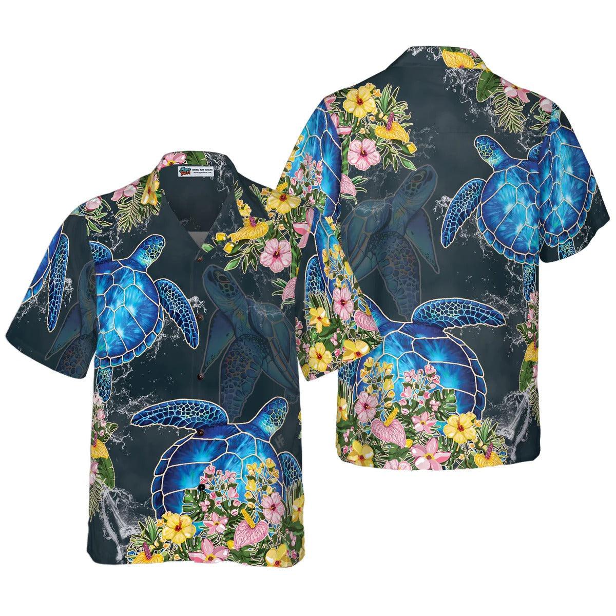 Turtle Hawaiian Shirt, Floral Sea Turtle Hawaiian Shirt, Turtle Aloha Shirt For Men & Women - Gift For Turtle Lover, Friend, Family - Image 4