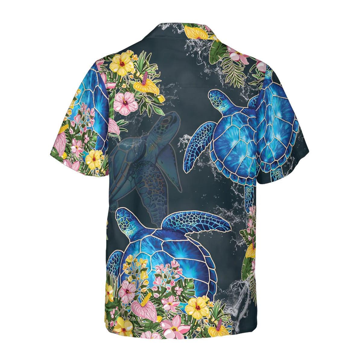 Turtle Hawaiian Shirt, Floral Sea Turtle Hawaiian Shirt, Turtle Aloha Shirt For Men & Women - Gift For Turtle Lover, Friend, Family - Image 5