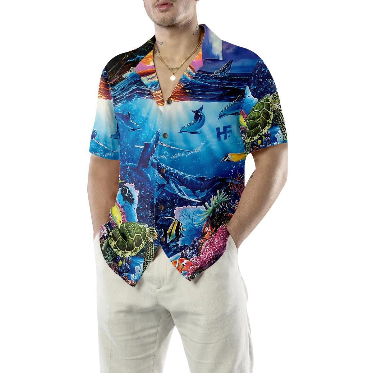Turtle Hawaiian Shirt, Turtle Under The Sea Hawaiian Shirt, Turtle Shirt For Men & Women - Perfect Gift For Turtle Lover, Friend, Family - Image 3
