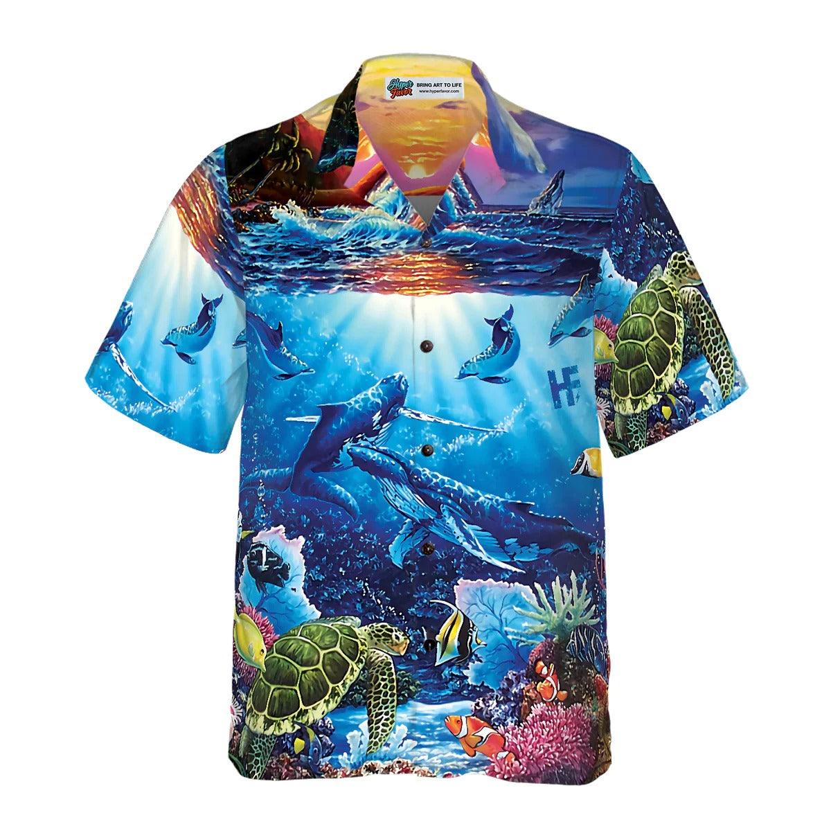 Turtle Hawaiian Shirt, Turtle Under The Sea Hawaiian Shirt, Turtle Shirt For Men & Women - Perfect Gift For Turtle Lover, Friend, Family - Image 6