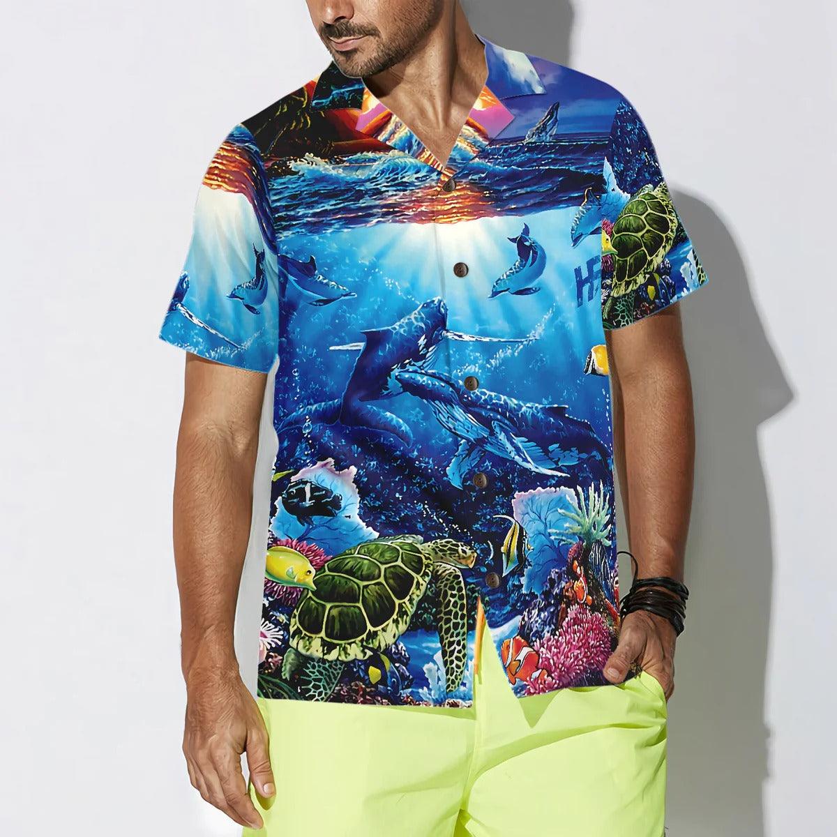 Turtle Hawaiian Shirt, Turtle Under The Sea Hawaiian Shirt, Turtle Shirt For Men & Women - Perfect Gift For Turtle Lover, Friend, Family - Image 7