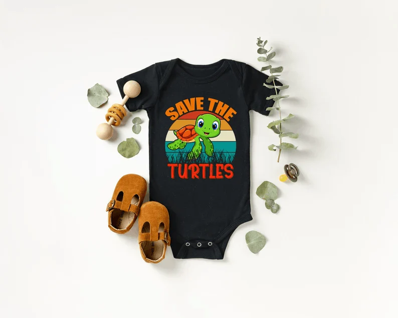 Turtles Baby Onesie, Save The Turtles Baby Onesie, Save The Turtles Onesie, Party Animal Onesie, Funny Baby Boy Onesie, Newborn Onesies - Perfect Gift For Baby, Baby Gift Onesie