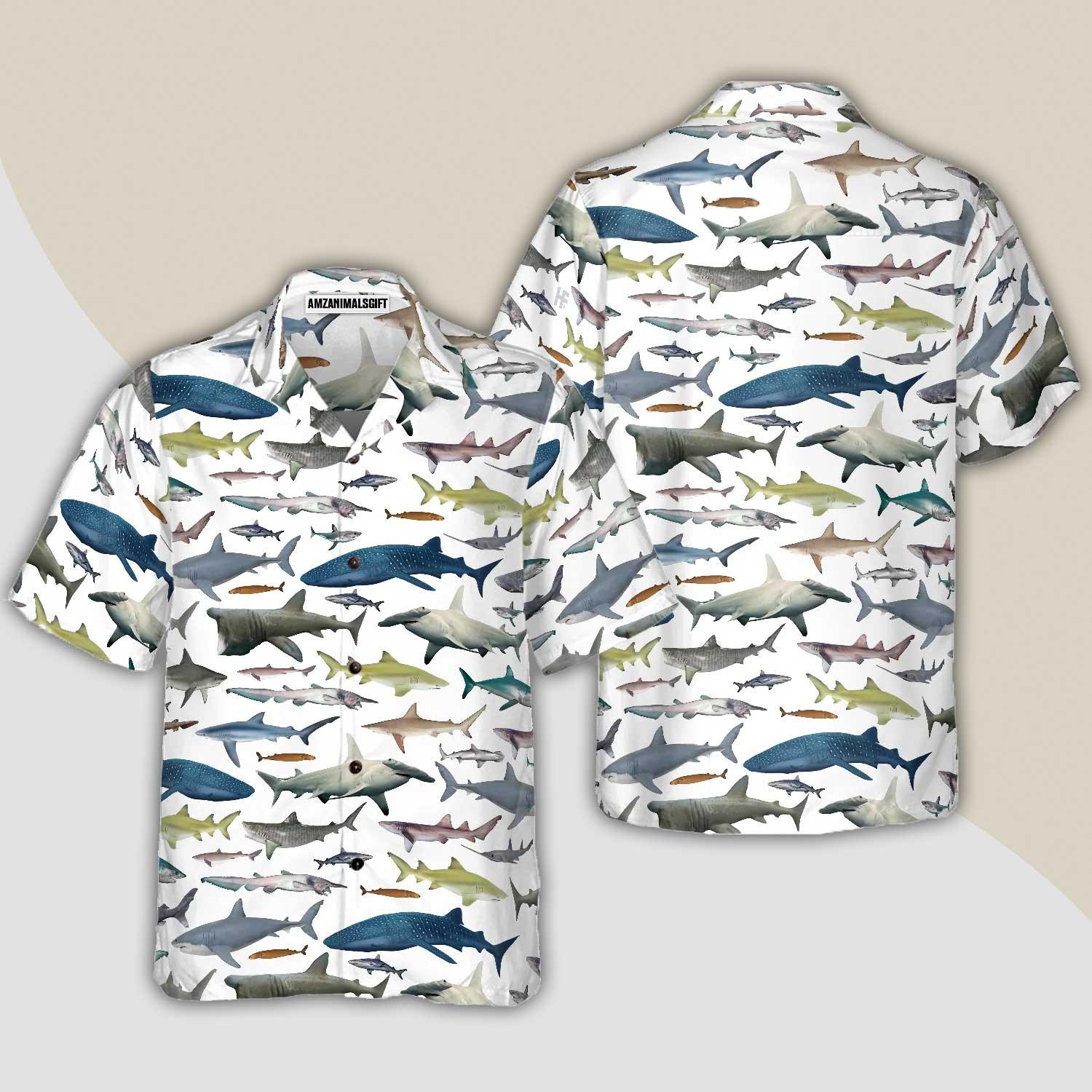 Type Of Shark Hawaiian Shirt, Tropical Summer Shark Aloha Shirt For Men - Perfect Gift For Shark Lovers, Husband, Boyfriend, Friend, Family