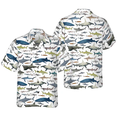 Type Of Shark Hawaiian Shirt, Tropical Summer Shark Aloha Shirt For Men - Perfect Gift For Shark Lovers, Husband, Boyfriend, Friend, Family - Image 2