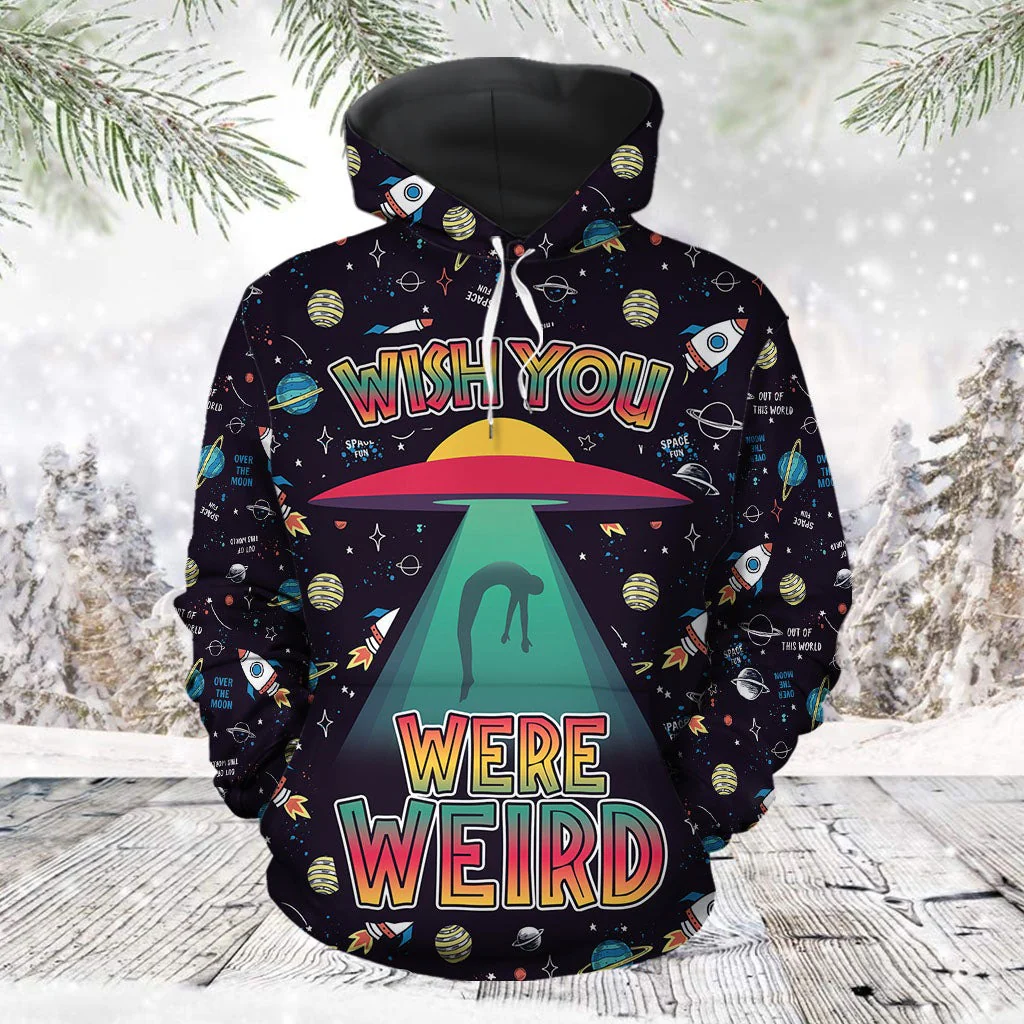 UFO Wish You Were Weird Pullover Premium Hoodie, Perfect Outfit For Men And Women On Christmas New Year Autumn Winter - Image 2