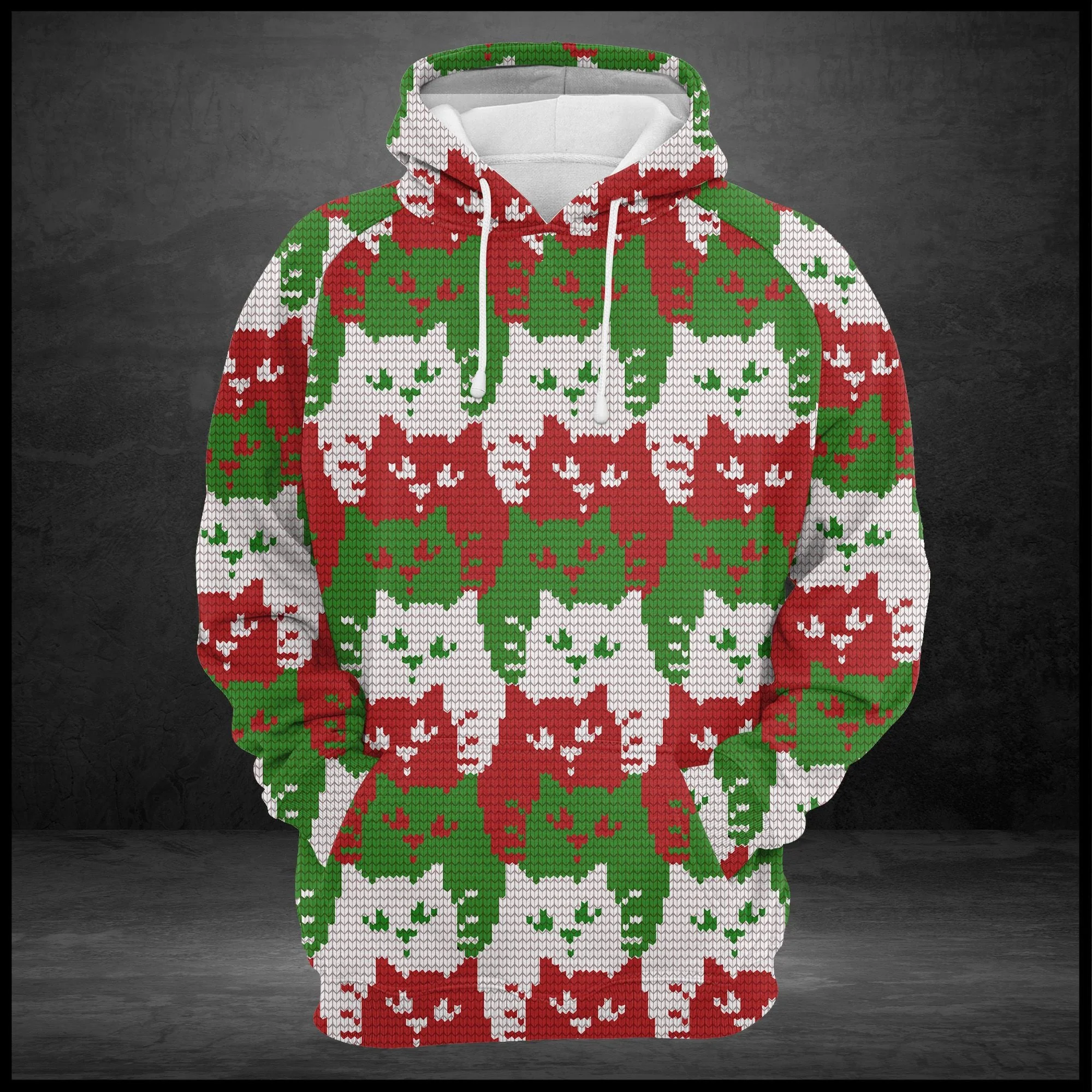 Ugly Cat Color Christmas Pullover Premium Hoodie, Perfect Outfit For Men And Women On Christmas New Year Autumn Winter - Image 2